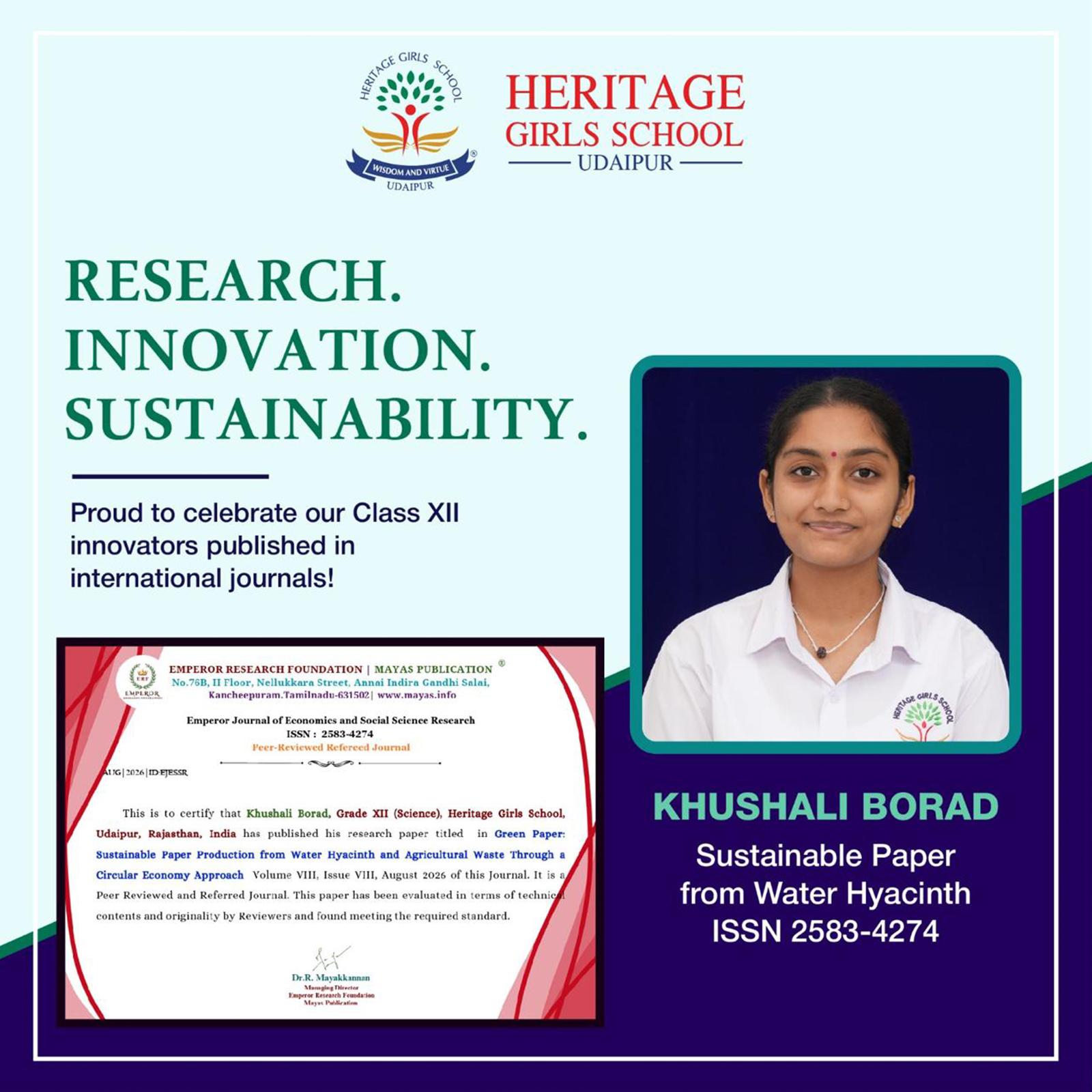CBSE Grade X achievers at Heritage Girls School