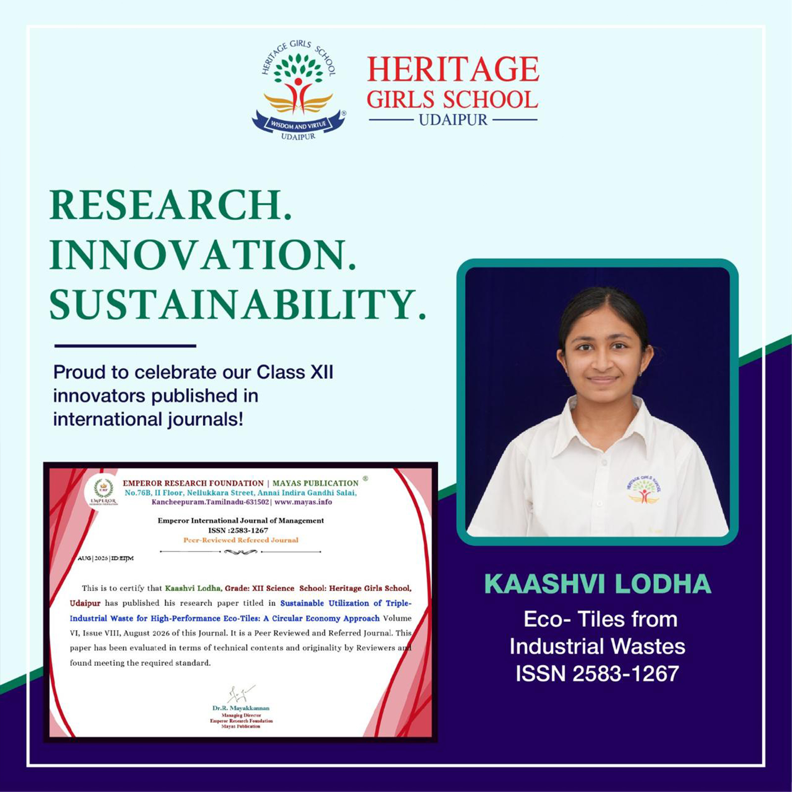 CBSE Grade X achievers at Heritage Girls School