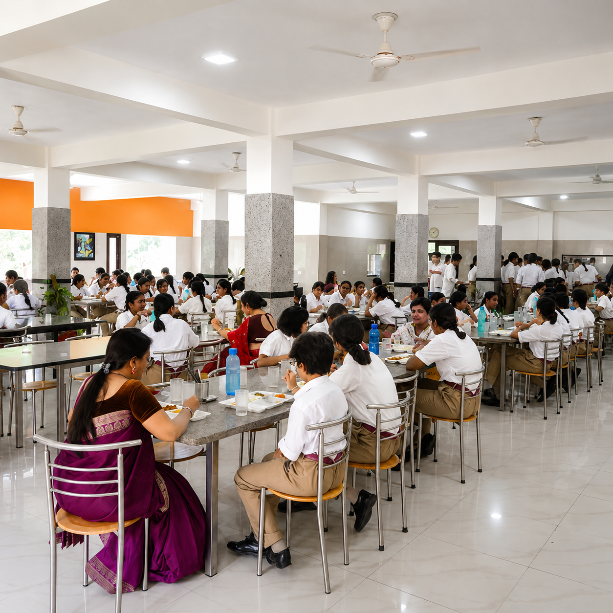 Students participating in community service